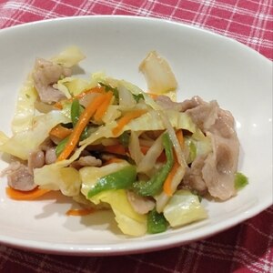 めんつゆで肉野菜炒めニンニク風味¸¸¸.☆